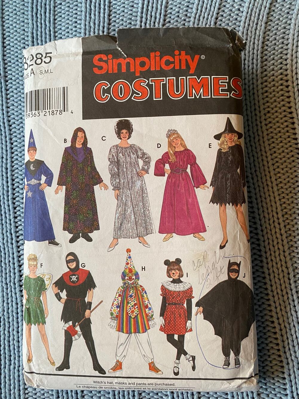 Simplicity 8285 pattern kids costume wizard bat witch